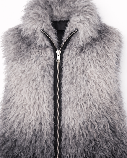 The P|M Eclipse Ombre Fur Vest - Silver Noir Edition