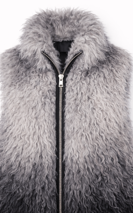 The P|M Eclipse Ombre Fur Vest - Silver Noir Edition