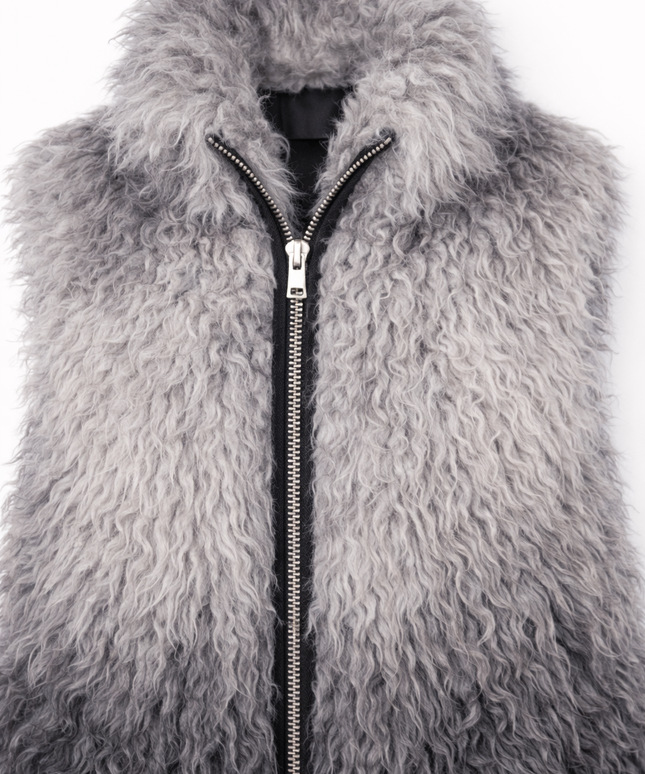 The P|M Eclipse Ombre Fur Vest - Silver Noir Edition