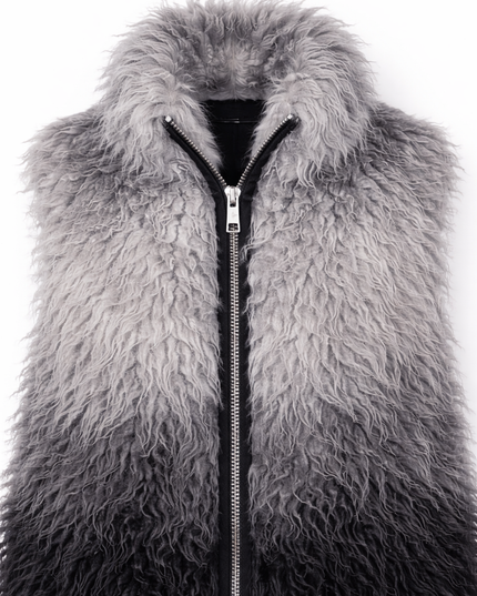 The P|M Eclipse Ombre Fur Vest - Silver Noir Edition