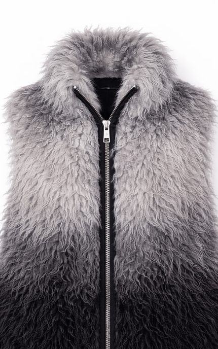 The P|M Eclipse Ombre Fur Vest - Silver Noir Edition