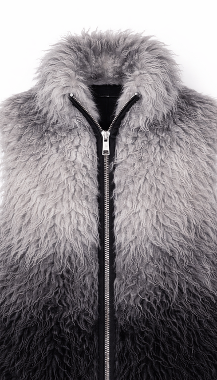 The P|M Eclipse Ombre Fur Vest - Silver Noir Edition