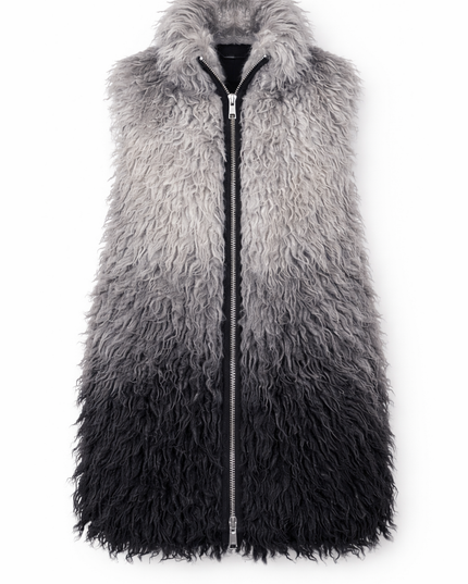 The P|M Eclipse Ombre Fur Vest - Silver Noir Edition