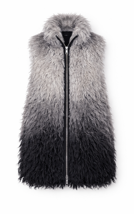 The P|M Eclipse Ombre Fur Vest - Silver Noir Edition