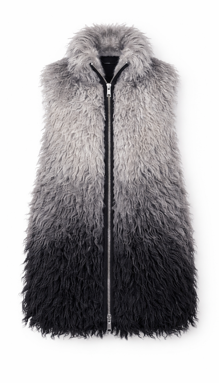 The P|M Eclipse Ombre Fur Vest - Silver Noir Edition