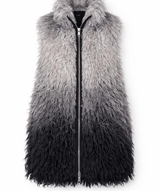 The P|M Eclipse Ombre Fur Vest - Silver Noir Edition