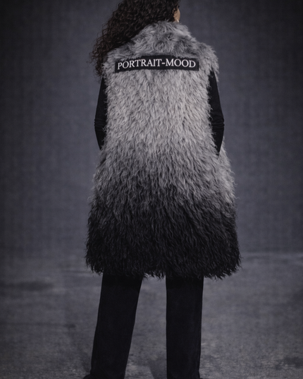 The P|M Eclipse Ombre Fur Vest - Silver Noir Edition