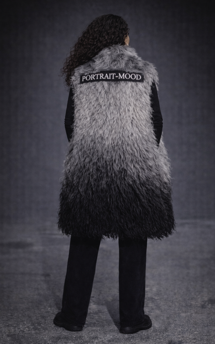 The P|M Eclipse Ombre Fur Vest - Silver Noir Edition
