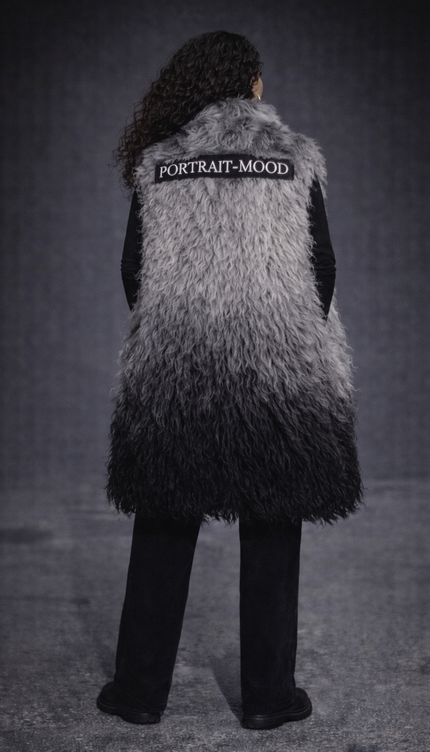 The P|M Eclipse Ombre Fur Vest - Silver Noir Edition