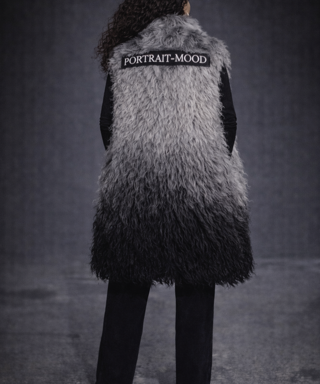 The P|M Eclipse Ombre Fur Vest - Silver Noir Edition