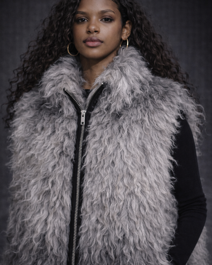 The P|M Eclipse Ombre Fur Vest - Silver Noir Edition
