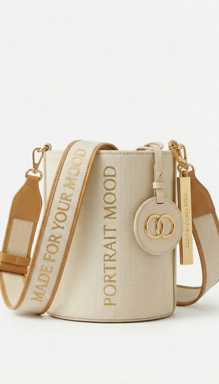 The P|M Riviera Canvas Cylinder Bag - Cream & Camel Edition