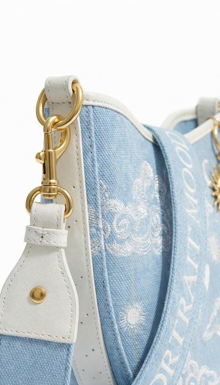 The P|M Horizon Crescent Shoulder Bag - Céleste Toile Edition