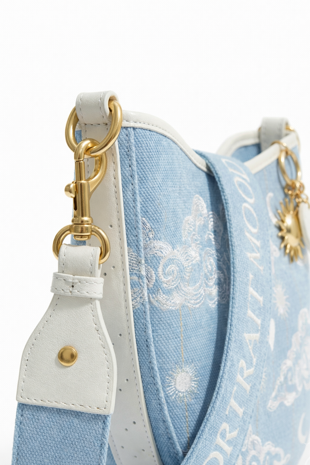 The P|M Horizon Crescent Shoulder Bag - Céleste Toile Edition