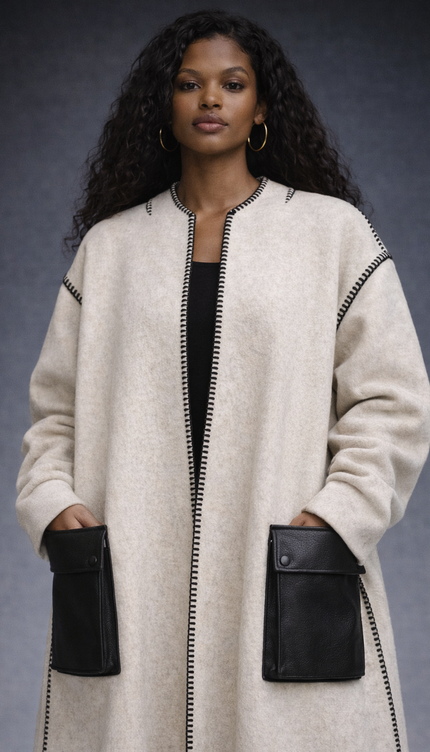 The P|M Atelier Blanket Stitch Coat - Oatmeal Edition