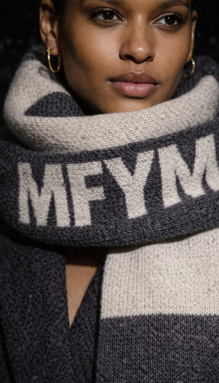 The P|M Acronym Statement Scarf - Charcoal & Sand Edition