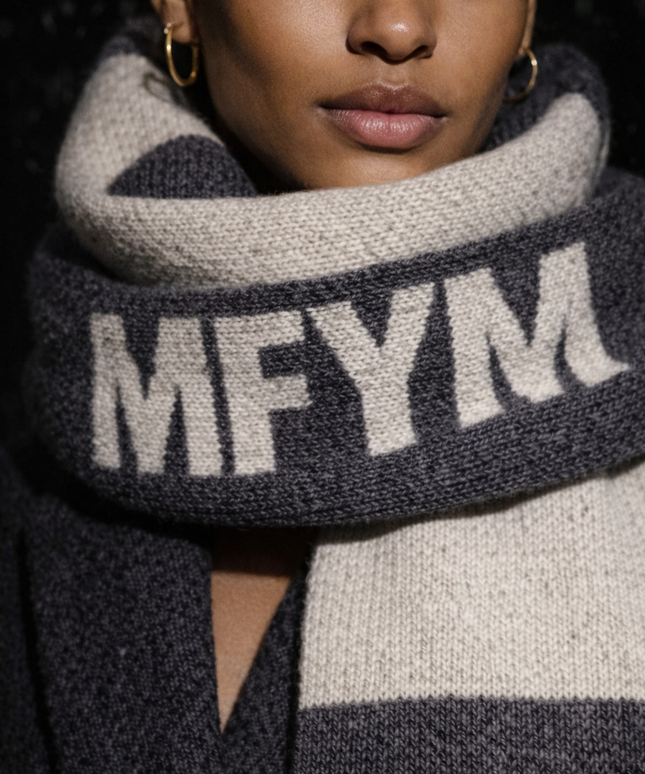 The P|M Acronym Statement Scarf - Charcoal & Sand Edition