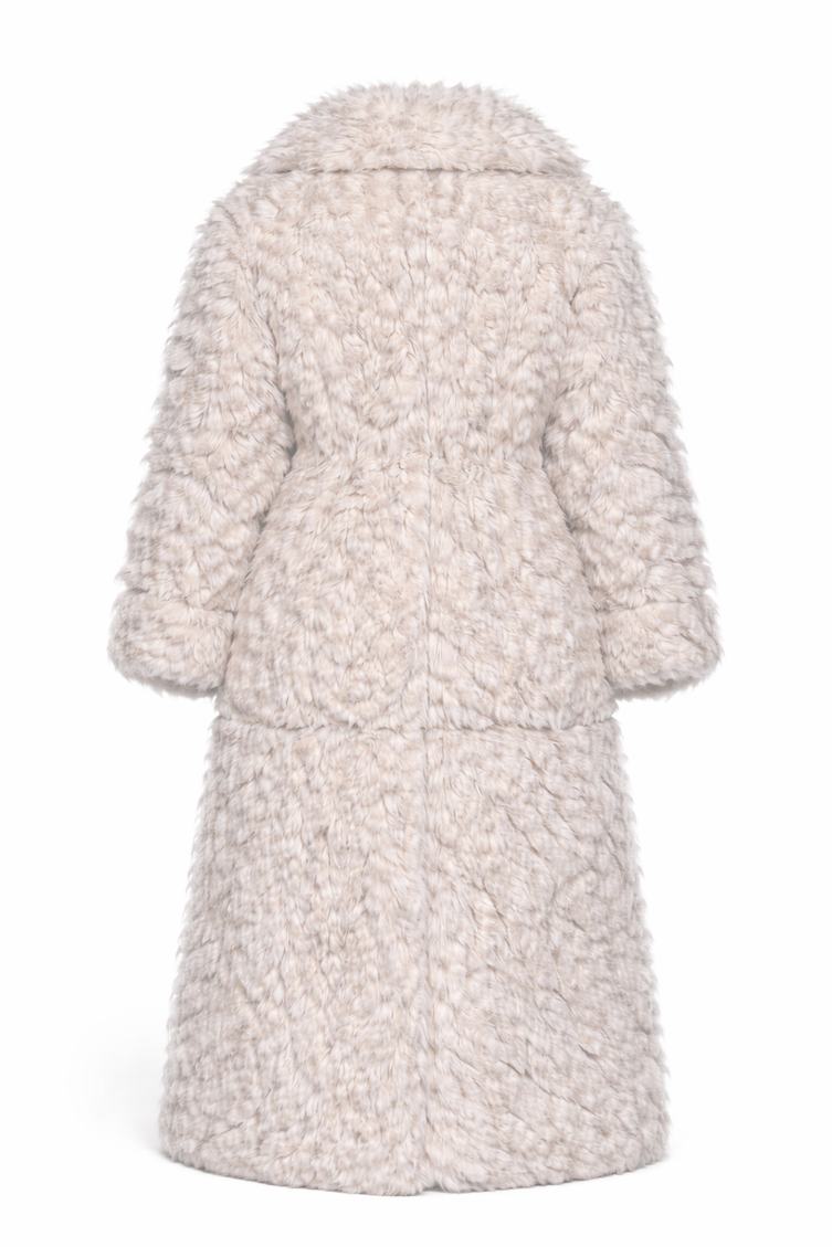 The P|M POLAR Oversized Eco-Fur Coat - Bone Edition