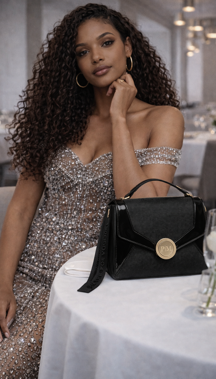 P|M ALLURE Top Handle - Noir Patent Mixed-Media