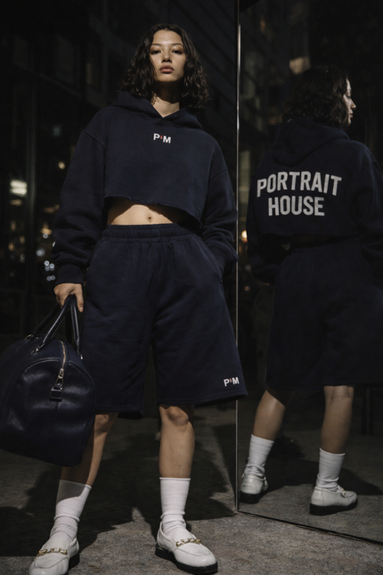 The P|M House Cropped Hoodie - Navy Edition