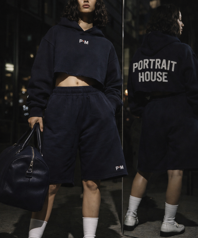 The P|M House Cropped Hoodie - Navy Edition