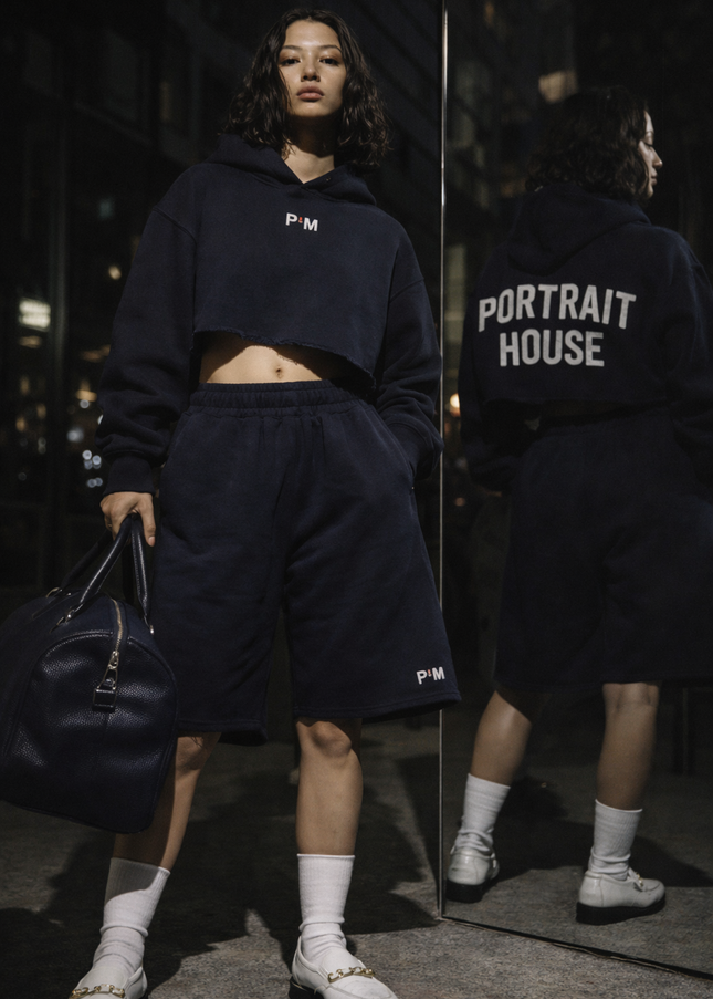 The P|M House Cropped Hoodie - Navy Edition