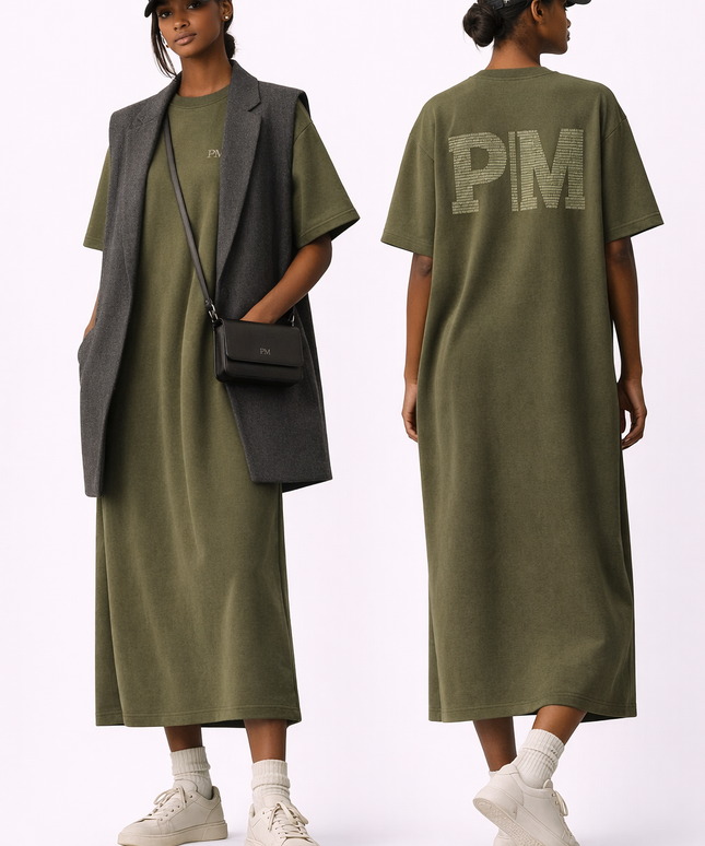 The PM Olive Monogram Midi Dress