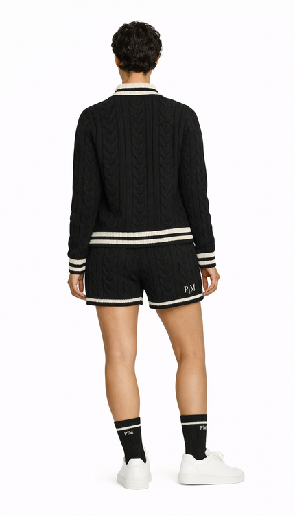 The PM Noir Heritage Cable Varsity Cardigan