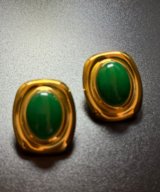 ROYAL OVAL STUDS - STUNNING BUTTERFLY GREEN EARRINGS