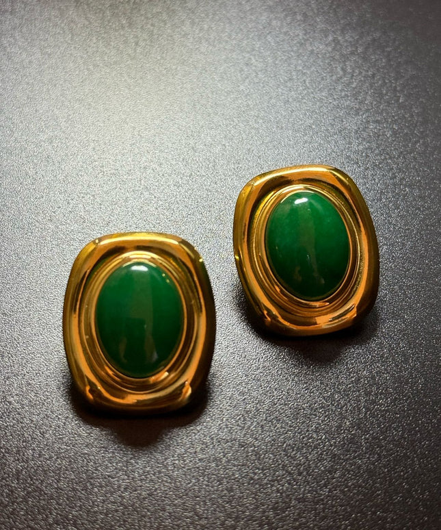 ROYAL OVAL STUDS - STUNNING BUTTERFLY GREEN EARRINGS