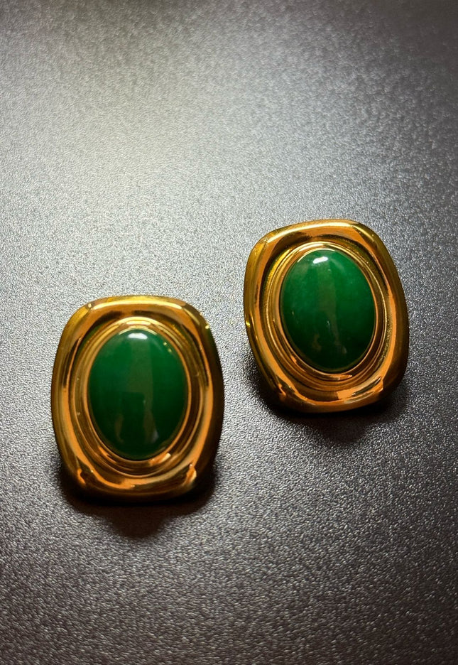 ROYAL OVAL STUDS - STUNNING BUTTERFLY GREEN EARRINGS