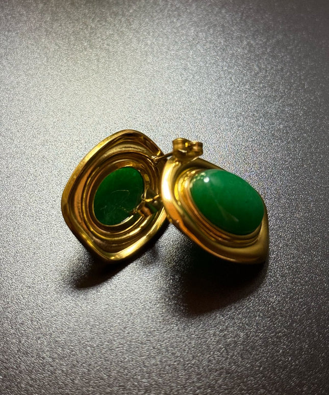 ROYAL OVAL STUDS - STUNNING BUTTERFLY GREEN EARRINGS