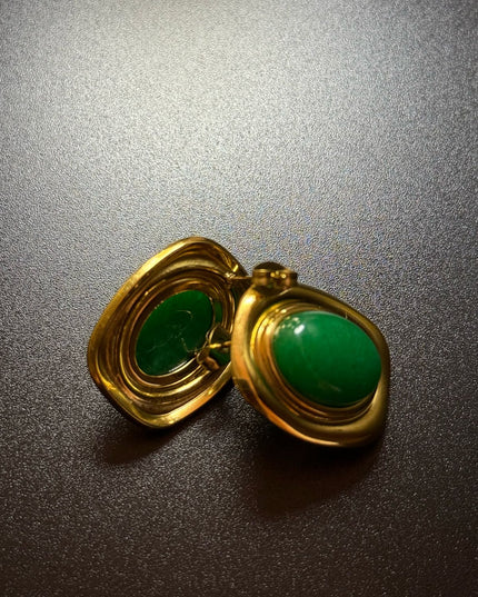 ROYAL OVAL STUDS - STUNNING BUTTERFLY GREEN EARRINGS