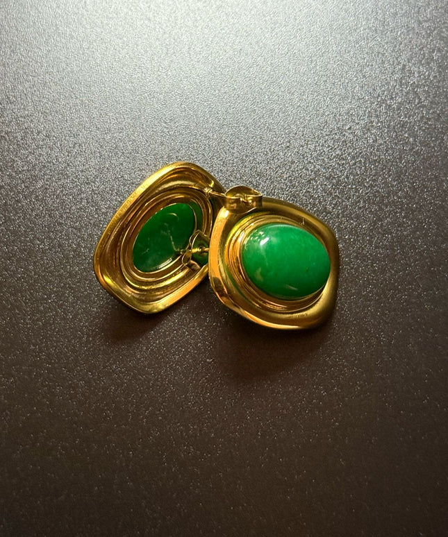 ROYAL OVAL STUDS - STUNNING BUTTERFLY GREEN EARRINGS