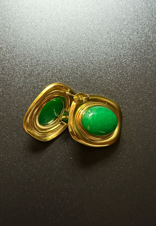 ROYAL OVAL STUDS - STUNNING BUTTERFLY GREEN EARRINGS