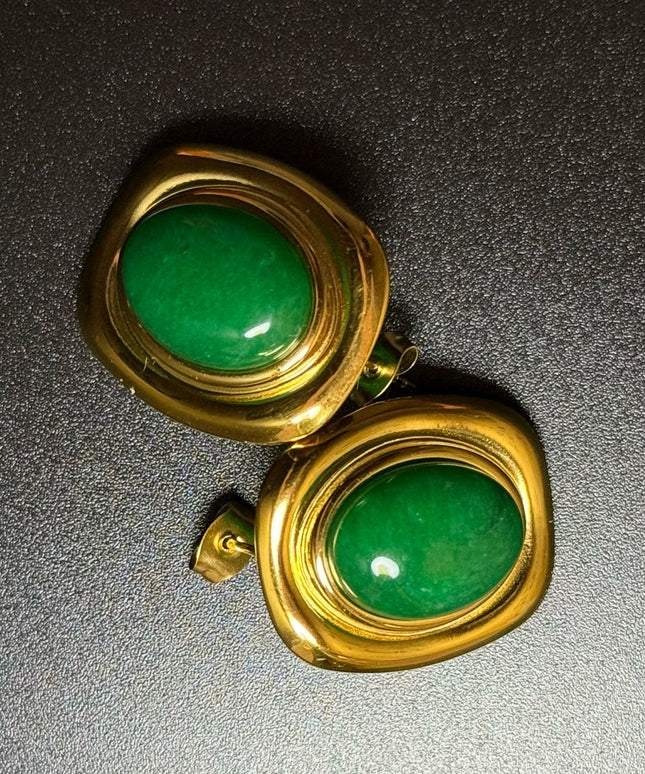 ROYAL OVAL STUDS - STUNNING BUTTERFLY GREEN EARRINGS