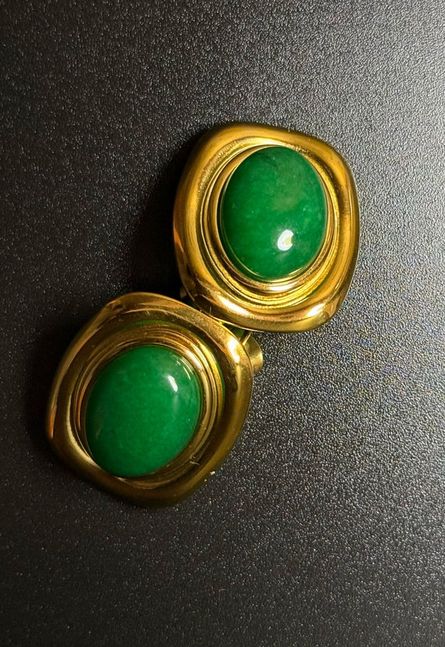 ROYAL OVAL STUDS - STUNNING BUTTERFLY GREEN EARRINGS