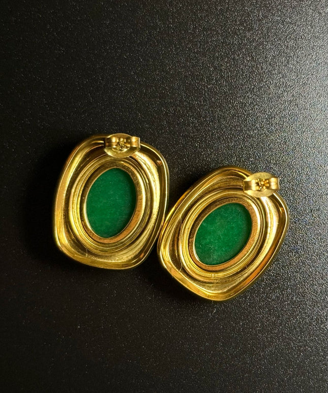 ROYAL OVAL STUDS - STUNNING BUTTERFLY GREEN EARRINGS