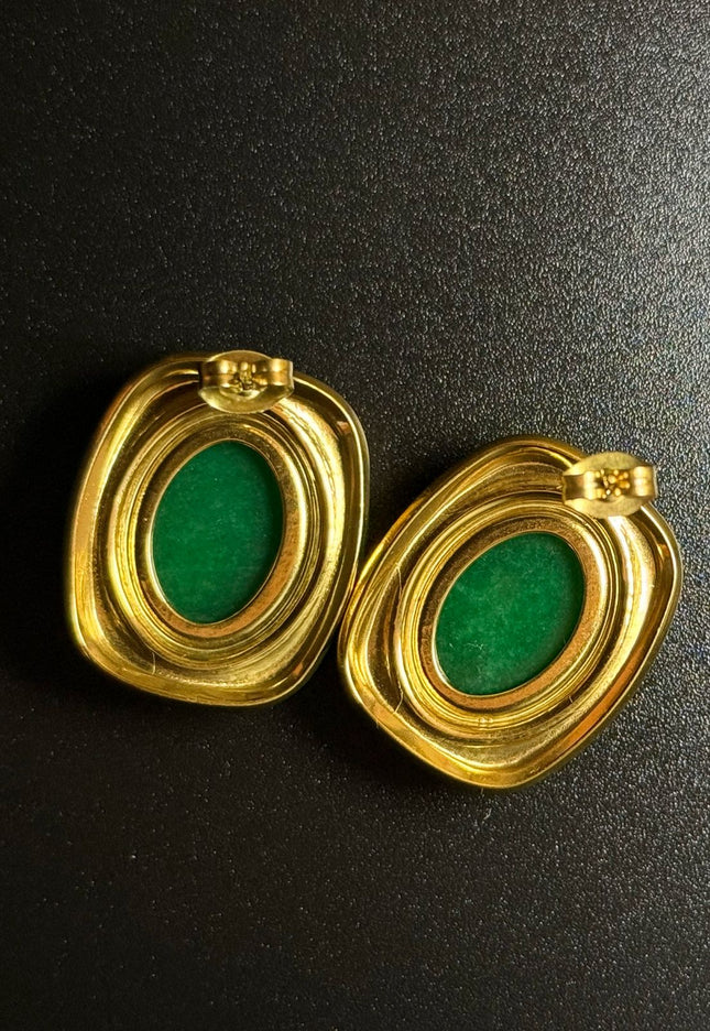 ROYAL OVAL STUDS - STUNNING BUTTERFLY GREEN EARRINGS