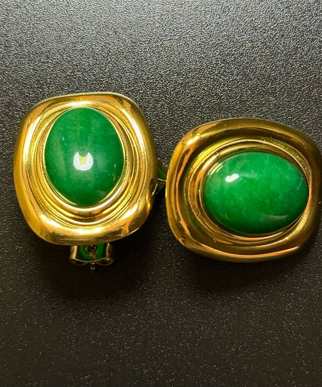 ROYAL OVAL STUDS - STUNNING BUTTERFLY GREEN EARRINGS