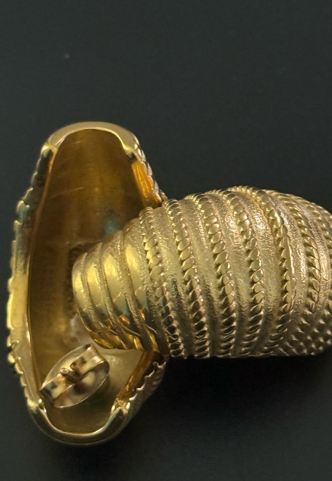 Regal Shell Earrings – Textured Elegance in Gold