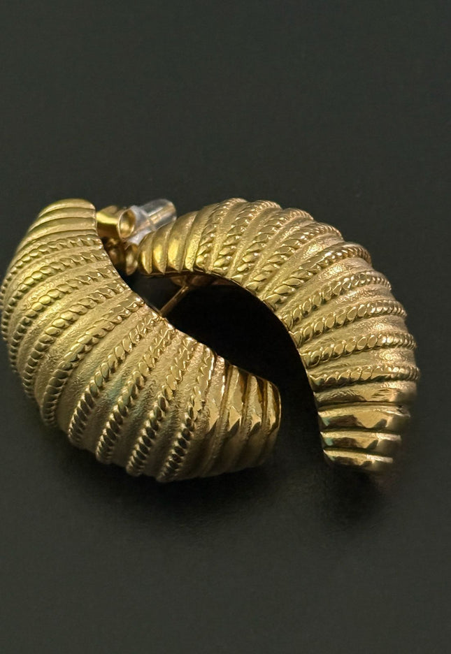 Regal Shell Earrings – Textured Elegance in Gold