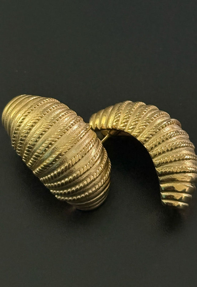 Regal Shell Earrings – Textured Elegance in Gold
