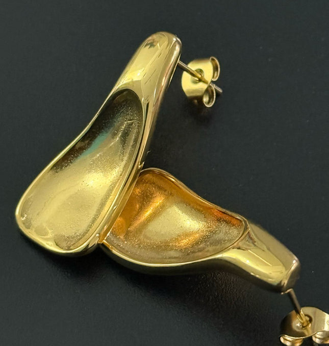 Liquid Gold Sculptural Earrings - Luxury Suave Patterns With a Radiant Gold Finish