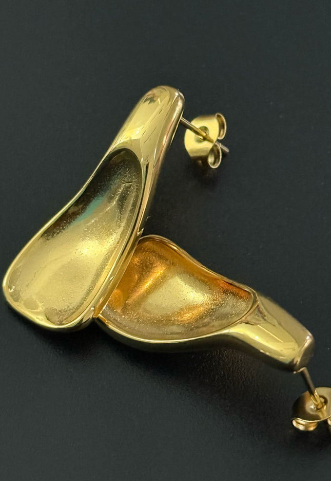 Liquid Gold Sculptural Earrings - Luxury Suave Patterns With a Radiant Gold Finish
