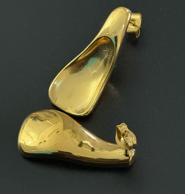 Liquid Gold Sculptural Earrings - Luxury Suave Patterns With a Radiant Gold Finish