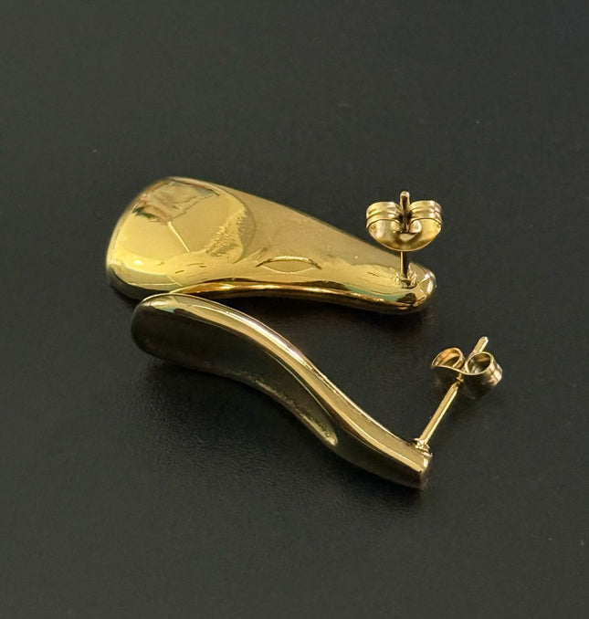 Liquid Gold Sculptural Earrings - Luxury Suave Patterns With a Radiant Gold Finish