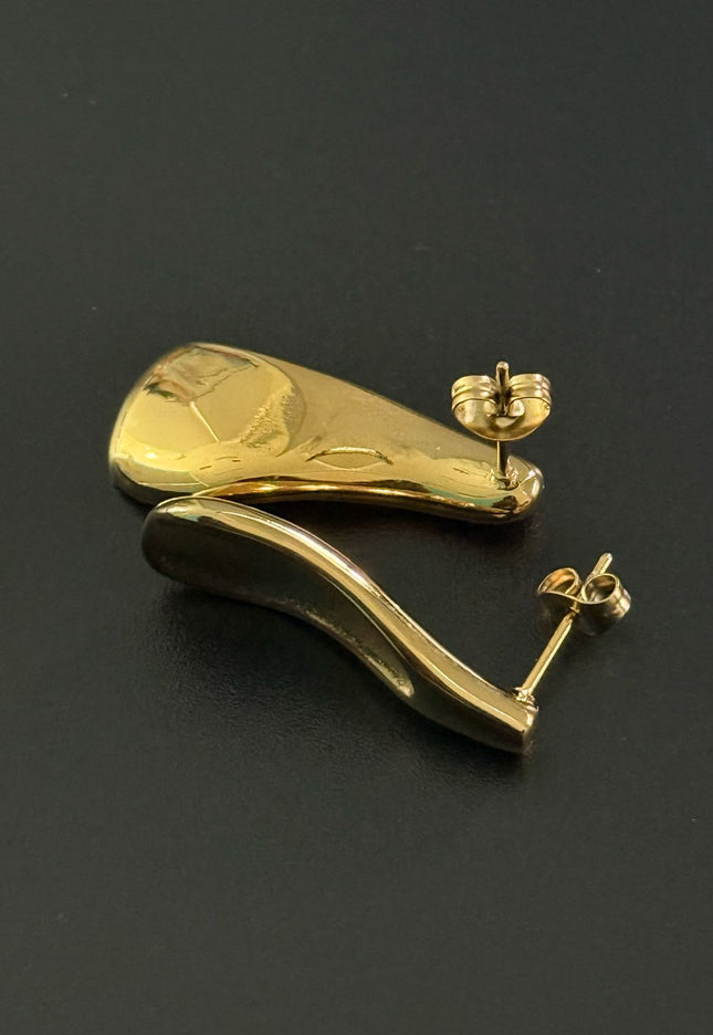 Liquid Gold Sculptural Earrings - Luxury Suave Patterns With a Radiant Gold Finish