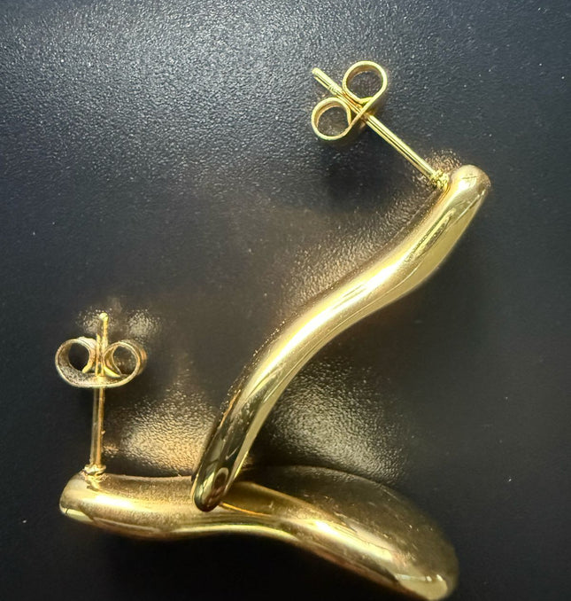 Liquid Gold Sculptural Earrings - Luxury Suave Patterns With a Radiant Gold Finish