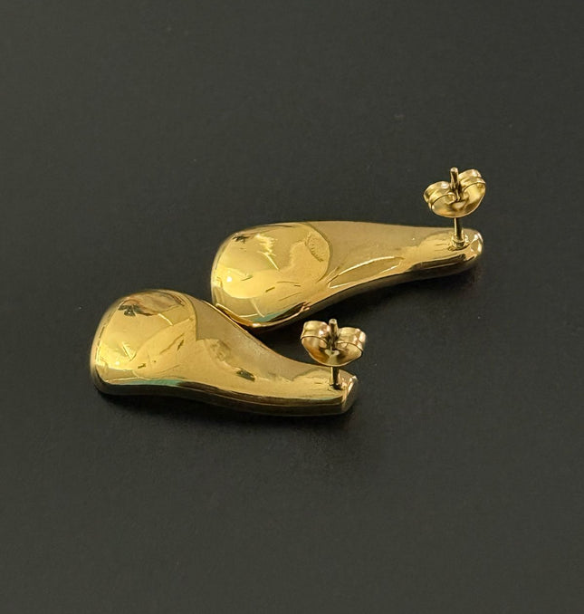 Liquid Gold Sculptural Earrings - Luxury Suave Patterns With a Radiant Gold Finish